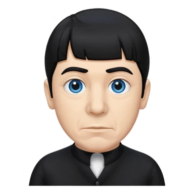 Moe Howard from the Three Stooges with blue eyes, black hair, black outfit sticker