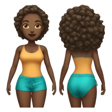 black woman all body, standing, beach suit sticker