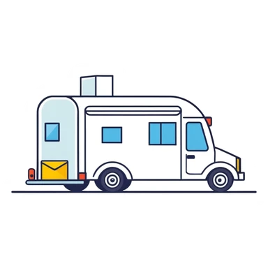 Tiny car chasing mail truck sticker