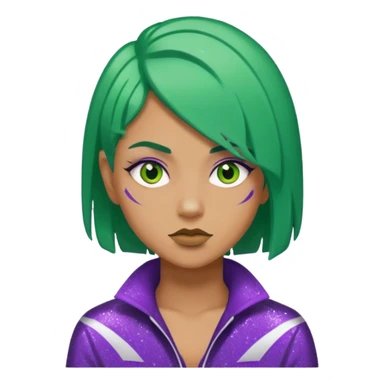 Glitter Purple and White Joker Gangster Green Hair sticker