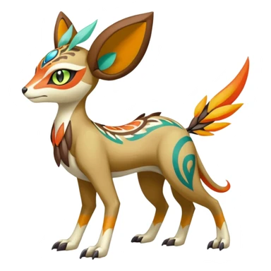 Tribal Colorful Exotic Fionbri-Kalon-Falvie-Vernid-Meloetta-Pokémon-Fakémon-Digimon-Spectrobe-hybrid-fusion, full body sticker