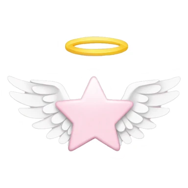 Light pink star with white angel wings sticker