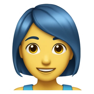 blue and happy short hair yellow girl sticker
