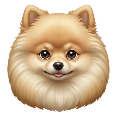 Cinematic Noble Cream Pomeranian Portrait Emoji, Poised and regal, with a compact, fluffy build and a pristine, well-groomed cream Fur, deep-set soulful dark eyes, Simplified yet sharp and sophisticated features, highly detailed, glowing with a soft, dignified glow, high shine, intelligent and spirited, stylized with an air of elegance, focused and attentive, soft glowing outline, capturing the essence of a watchful and confident companion, so majestic it feels as though it could prance out of the screen with effortless authority! sticker