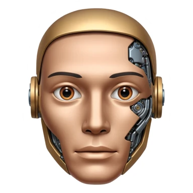 half of a man's face, half of a robot's face sticker