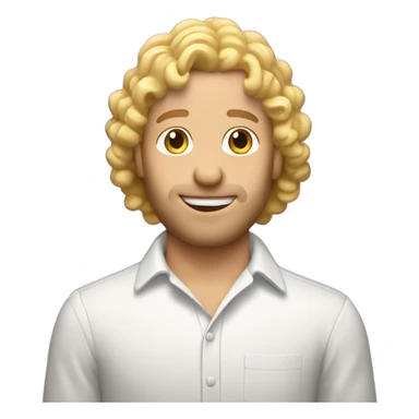  Blonde curly mullet white man standing over a birthday cake sticker
