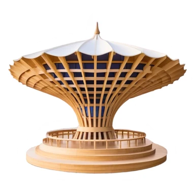 Cinematic Realistic Metropol Parasol Landmark Emoji, depicted with a modern wooden structure set against a vibrant cityscape rendered with detailed textures and dynamic, contemporary lighting. sticker