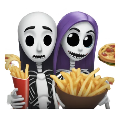 Jack and sally eating fries sticker