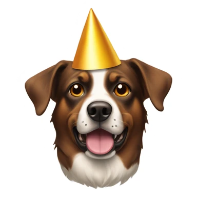 brown eyed dog portrait with a party hat  sticker