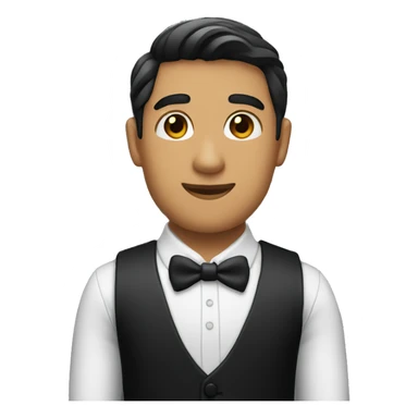Bartender with black shirt and long black tie with no white shirt sticker