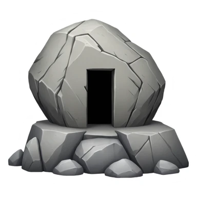 A BOULDER in front of a tomb sticker