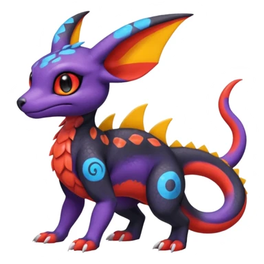 Cute Exotic Colorful Guilmon-Salandit-Umbreon-Fakémon-hybrid-creature (full body)  sticker