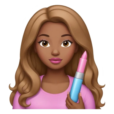 Curvy, light brown long hair, pretty black girl light pink lipgloss  sticker