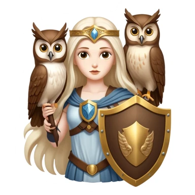 Goddess Athena with owl and shield sticker