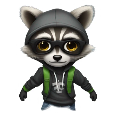 raccoon skater boy with piercing sticker