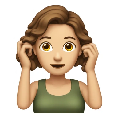 Brown hair woman pulling  hair  sticker
