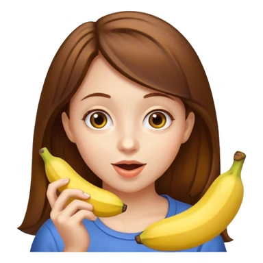 Brown hair Girl eats banana  sticker