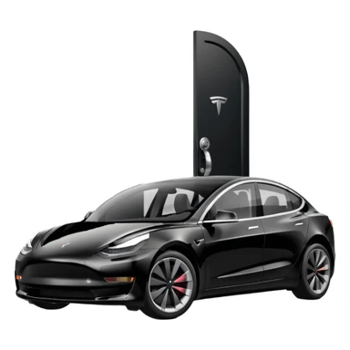 tesla model 3 performance preto com puxadores das portas pretos e rodas com jantes cinzentas  sticker