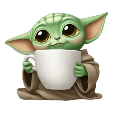 baby yoda drinking coffee sticker