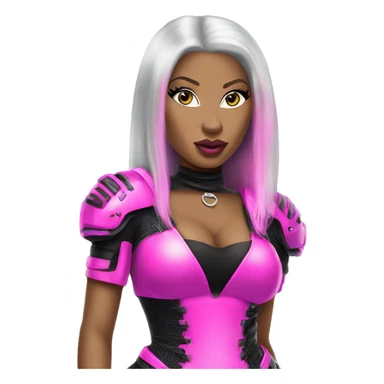 nicki minaj wearing an electronic cyber neon black and pink outfit sticker