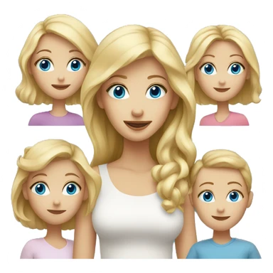 blonde woman with blue eyes and 4 kids   sticker