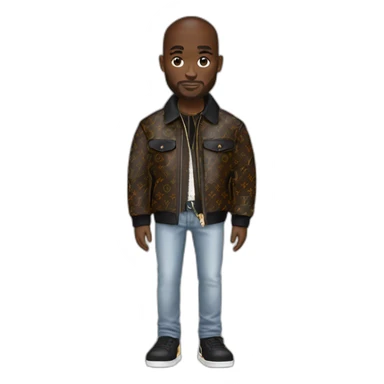 Virgil Abloh with louis Vuitton jacket sticker