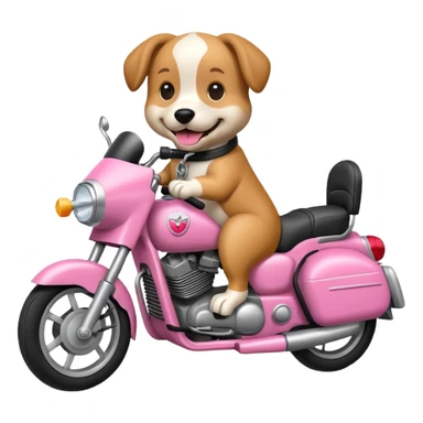 Un perro rosa andando en moto  sticker