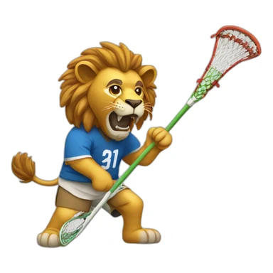 lion playing lacrosse sticker