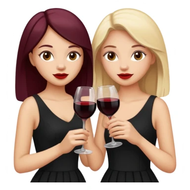 2 girls in black drinking wine sticker