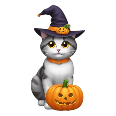 cat with a pumpkinhat on halloween sticker