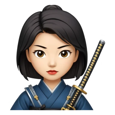 lady samurai holding with katana sticker
