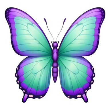 Beautiful mint green and violett butterfly with detailed wings sticker
