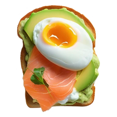 one avocado tost on brioche with salmon and eggs sticker
