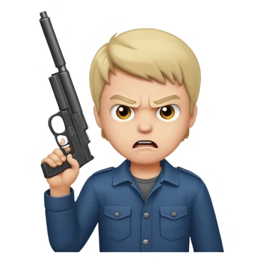 Angry boy with gun sticker