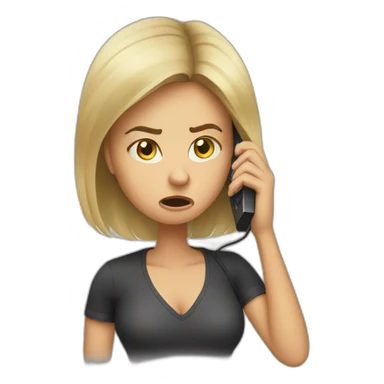 Angry girlfriend calling through phone sticker
