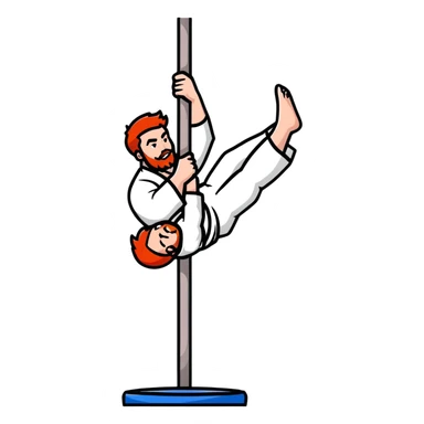 male redhead with red beard doing jiu jitsu pose while pole dancing sticker