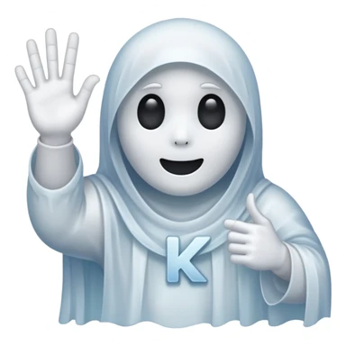 White ghost holding k sign sticker