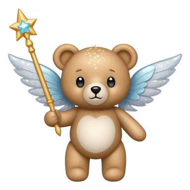 White Fairy glitter teddy with wand  sticker