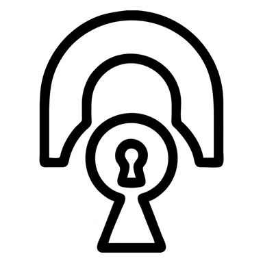 OpenVPN logo, outlined icon style, orange and blue, modern and simple, no text sticker