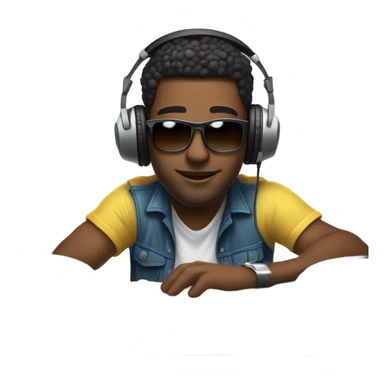 cozy indoor portrait of man DJing  sticker