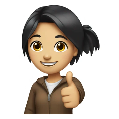 smiling girl with black hair giving thumbs up sticker