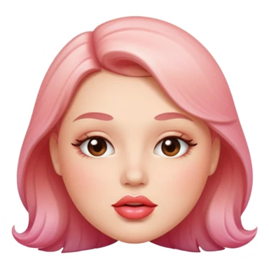 Glossy, plump lips biting the bottom lip, subtle shine on the top lip, soft blush gradient in the background for contrast. sticker