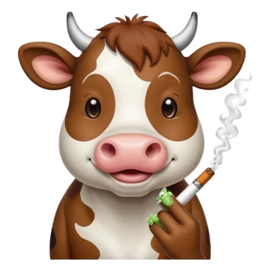 cute cow smoke weed sticker