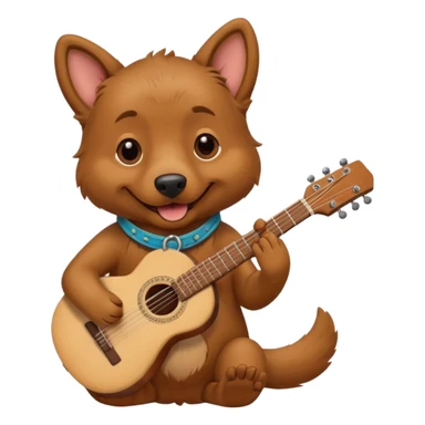 happy dog playing guitar sticker