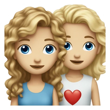 Blond girl with blue eyes kissing brown curly hair boy with blue eyes  sticker