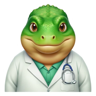 Fait moi un homme lézard obèse en blouse blanche  sticker