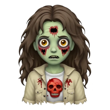 wavy brunette hair zombie emoji sticker