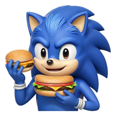 Sonic the hedgehog eating a cheeseburger  sticker