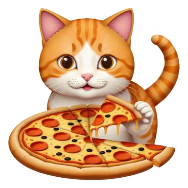 cat eating pizza sticker