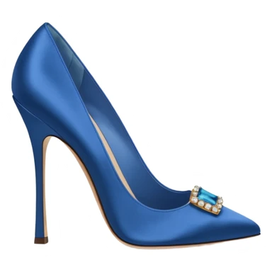 manolo blahink heels 90's satin pump with jewellry at front blue sticker